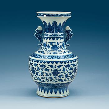 A blue and white vase, Qing dynasty, 19th Century with.