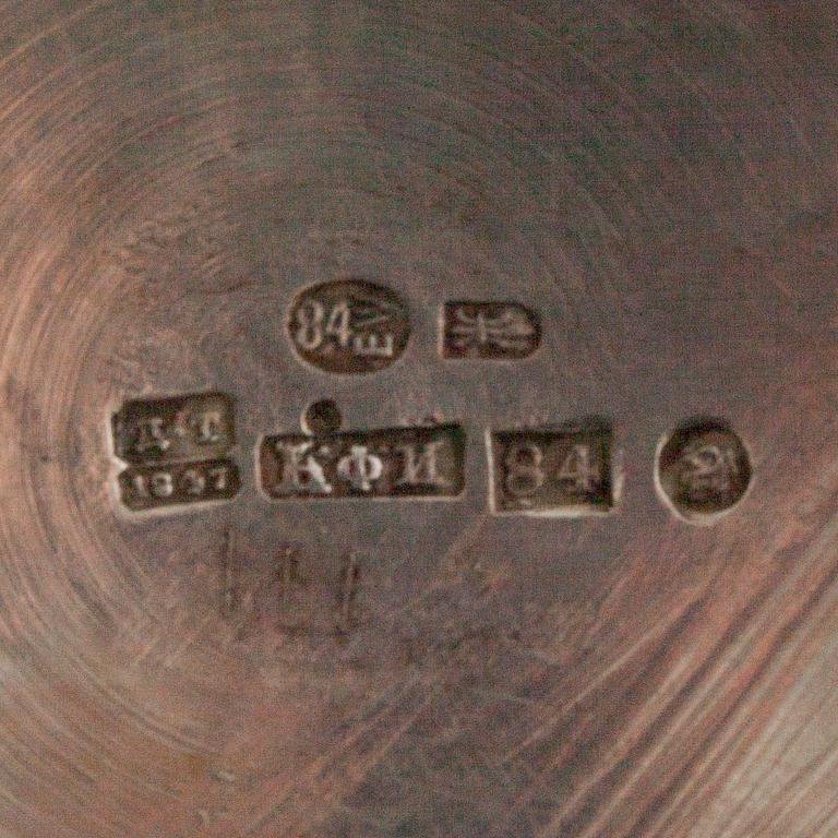 GRÄDDSNÄCKA, silver, kontrollmästarstämpel Dimitry Ilyich Tverskoy, S:t Petersburg 1847. Vikt ca 348,8 g.