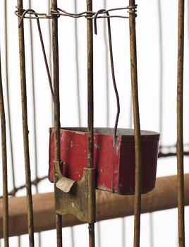 Firma Svenskt Tenn, a brass coloured metal birdcage, first half of 20th century, provenance Estrid Ericson.