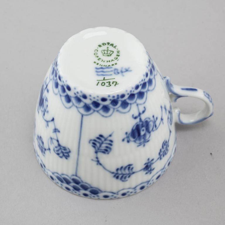 A 9 piece 'Musselmalet' part-mocca service, by Royal Copenhagen, second half of the 20th century.