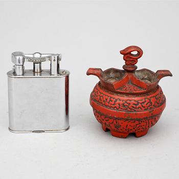 TÄNDARE samt ASKKOPP, Dunhill, England, 1900-tal.