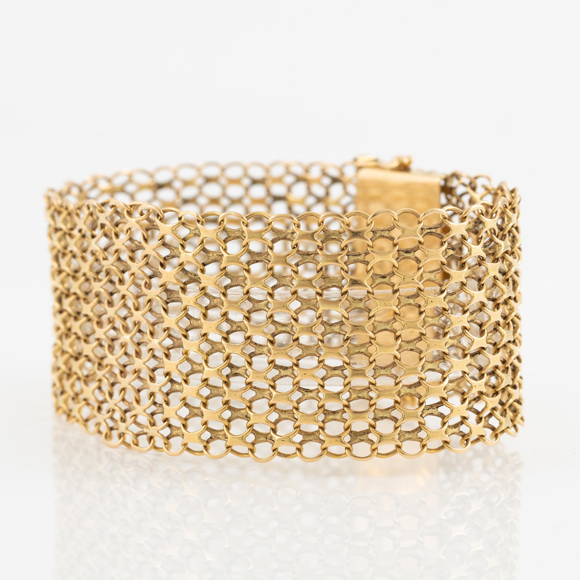 Armband, 18K guld, bred x-länk.
