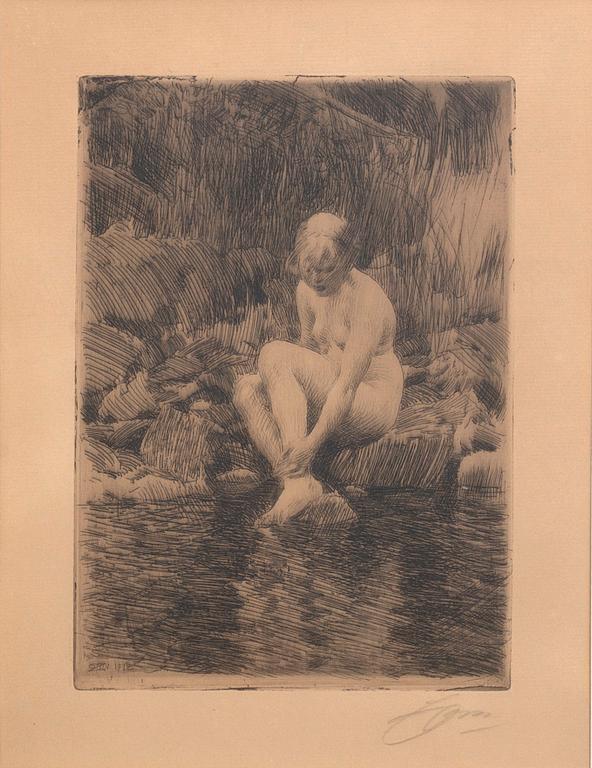 Anders Zorn, a signed etching form 1912.