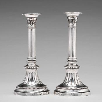 A pair of Swedish 18th century silver candelsticks, mark of Johan Abraham Hallard, stockholm 1794.