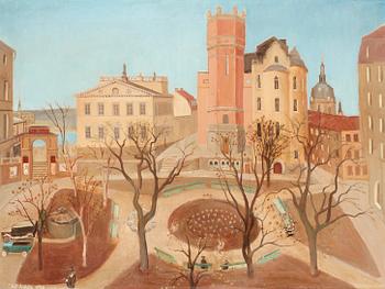 174. Olof Ågren, View over Mosebacke square, Stockholm.