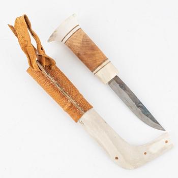 Johan Fankki, reindeer horn knife, signed.