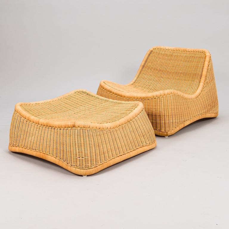 NANNA DITZEL, a 21st century Danish 'Chill' lounge chair with stool.