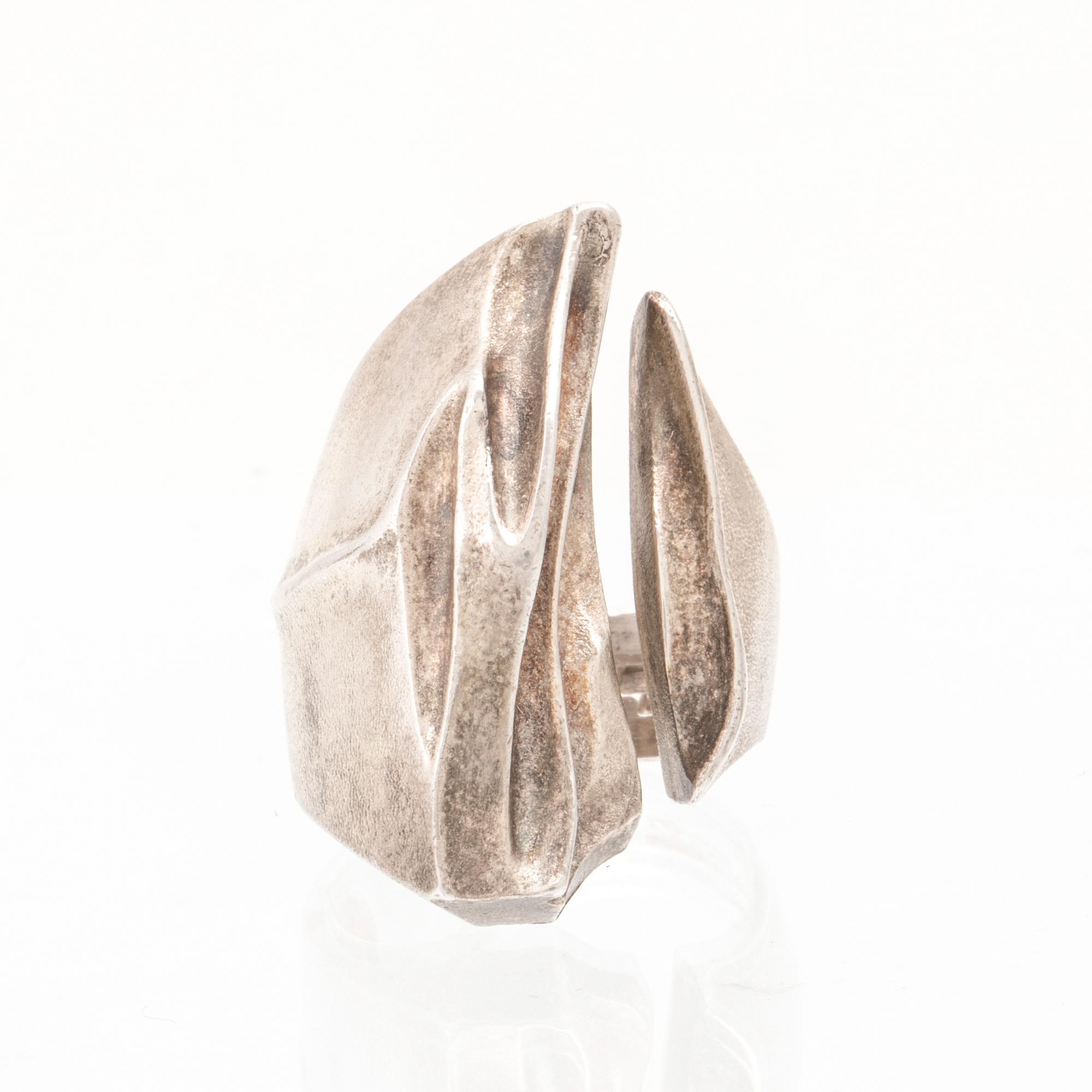 A silver ring "Erosion" by Björn Weckström for Lapponia 1976.