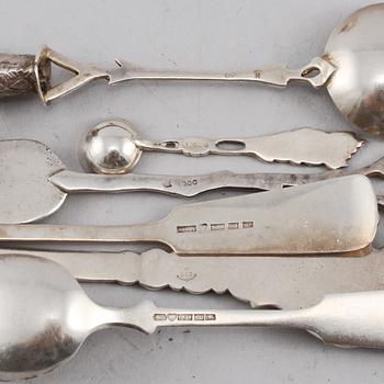 PARTI SILVER, 21 delar, bl a GAB, Stockholm, 1958, total vikt ca 550 g.