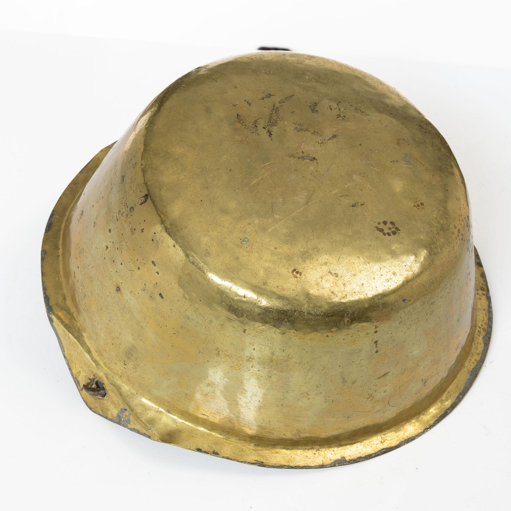 A Swedish brass kettle, 18th century.