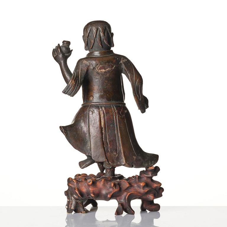 A bronze sculpture of Liu Hai, Qing dynasty, 19th century.