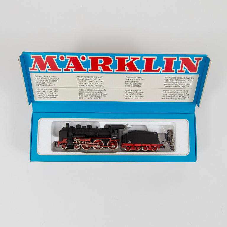 Three H0 steam locomotives by Märklin Germany 1970s.