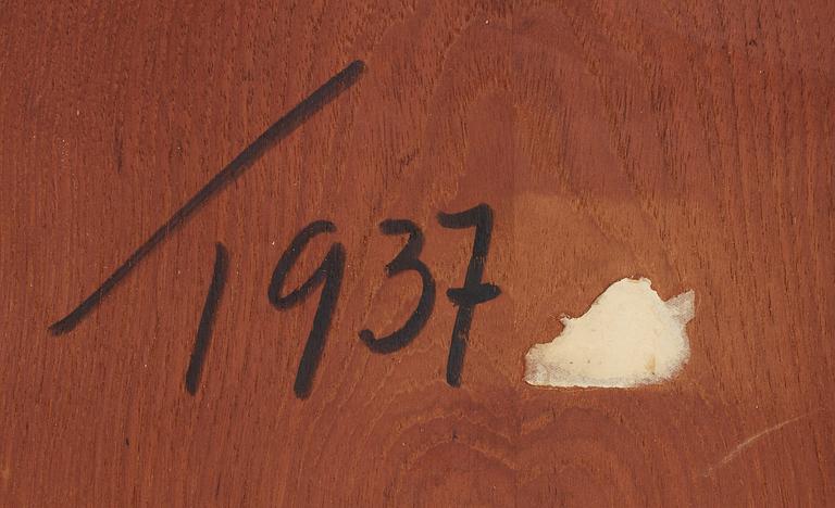 A Hans J Wegner shell sofa table by Fritz Hansen, Denmark 1950's.