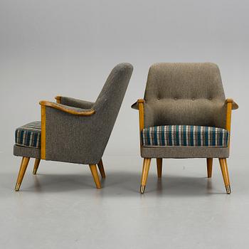 FÅTÖLJER, ett par, 1950-tal.