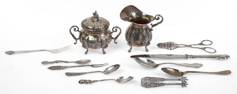 PARTI SILVER, ca 40 delar, 1900-tal. Vikt 745 gr.