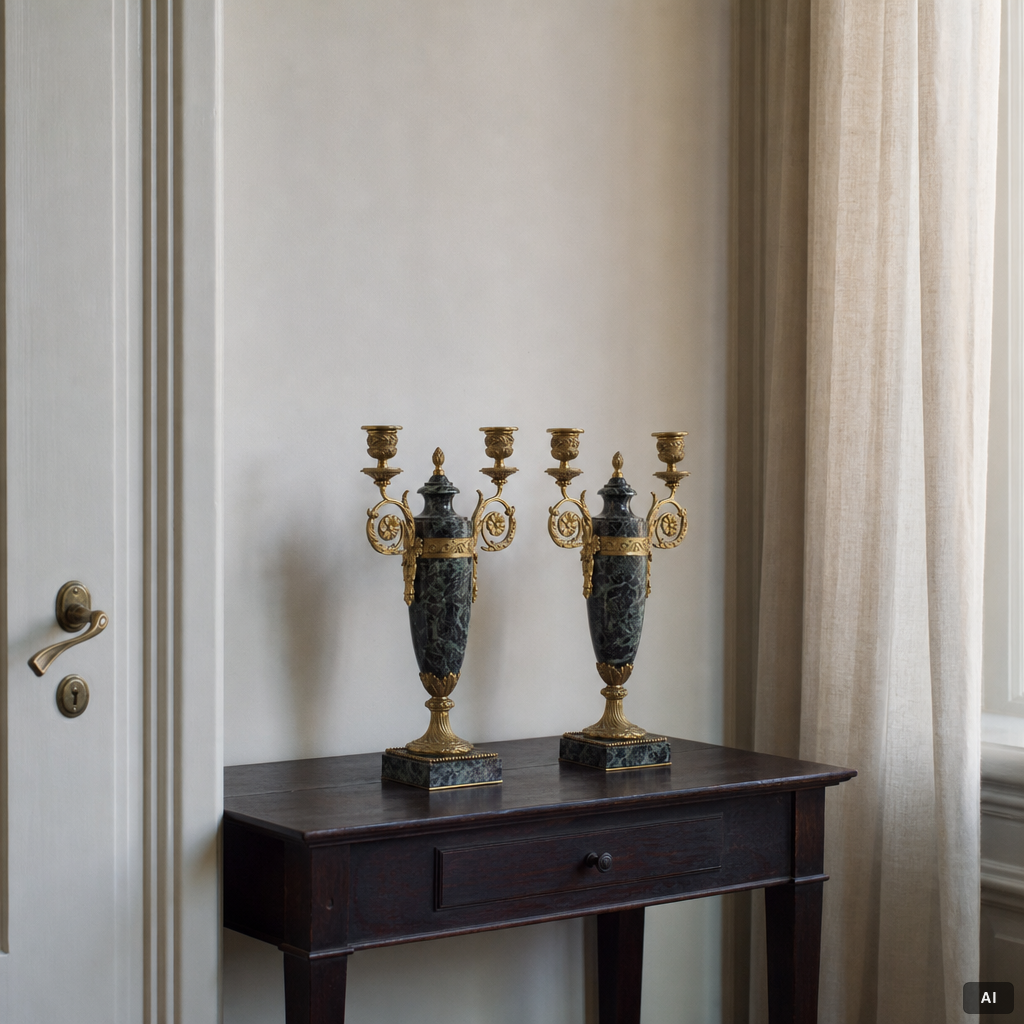 A pair of candelabras, around 1900.