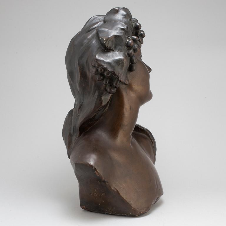 JEF LAMBEAUX, after. Bust, plaster, signed Jef Lambeaux.