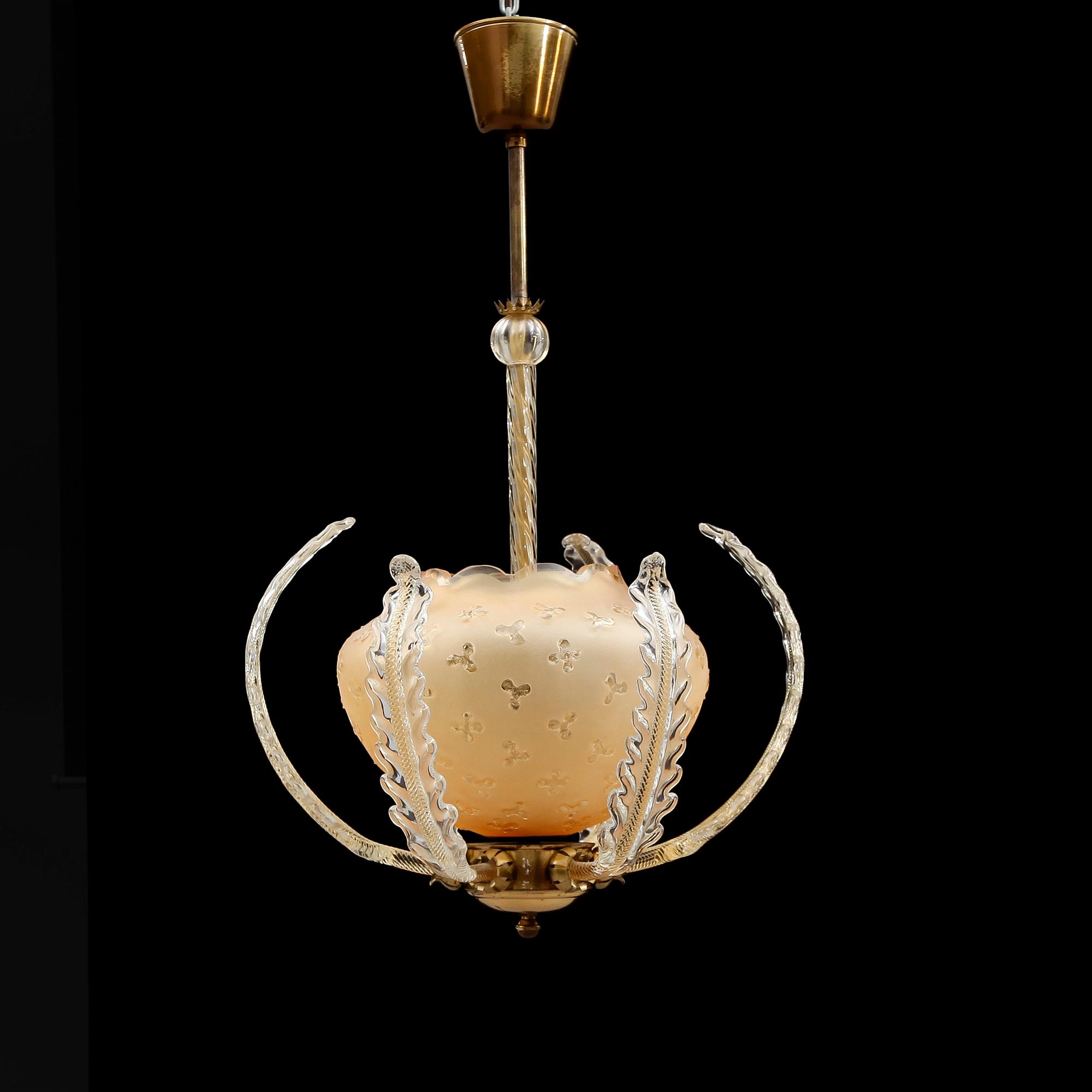 TAKLAMPA, glas, möjligen Orrefors, 1900-talets första hälft. Höjd ca 65 cm.