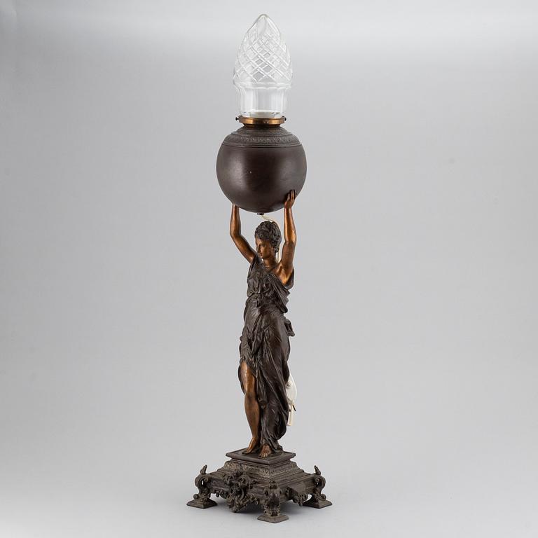 A spelter table light, circa 1900.