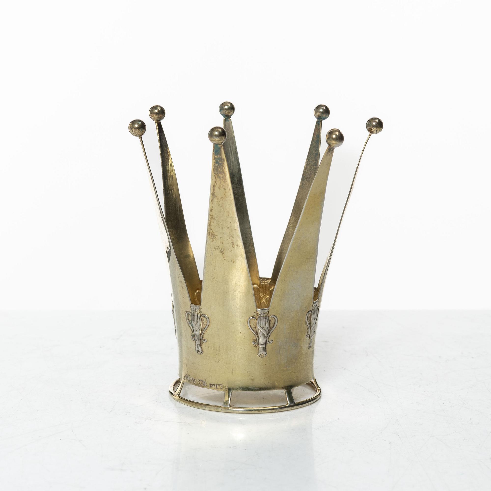 A parcel-gilt Swedish silver bridal crown, mark of Guldvaruaktiebolaget G. Dahlgren & Co AB, Malmö 1944.