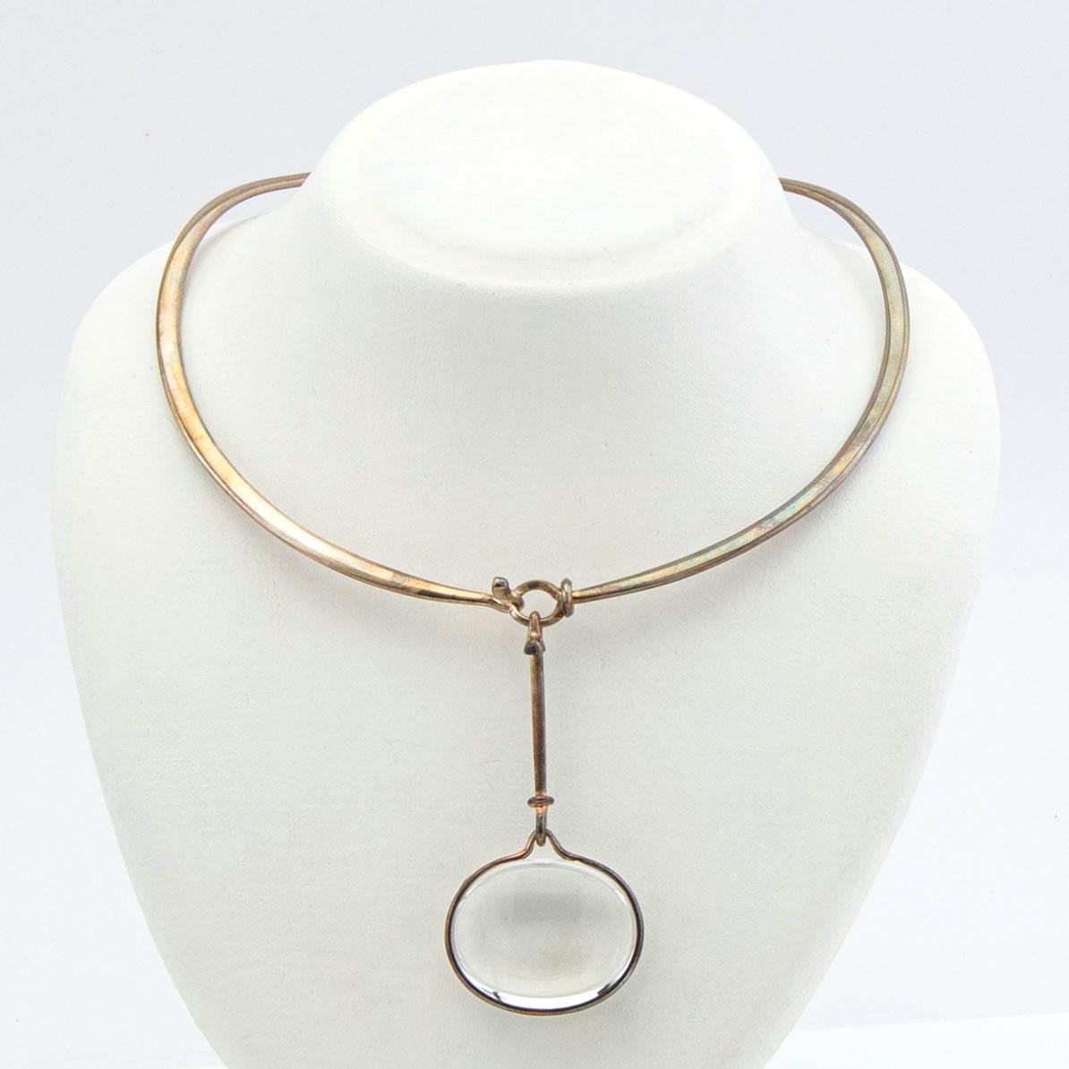 Vivianna Torun Bülow-Hübe, necklace, silver, with two pendants in rock crystal and onyx, by Georg Jensen.