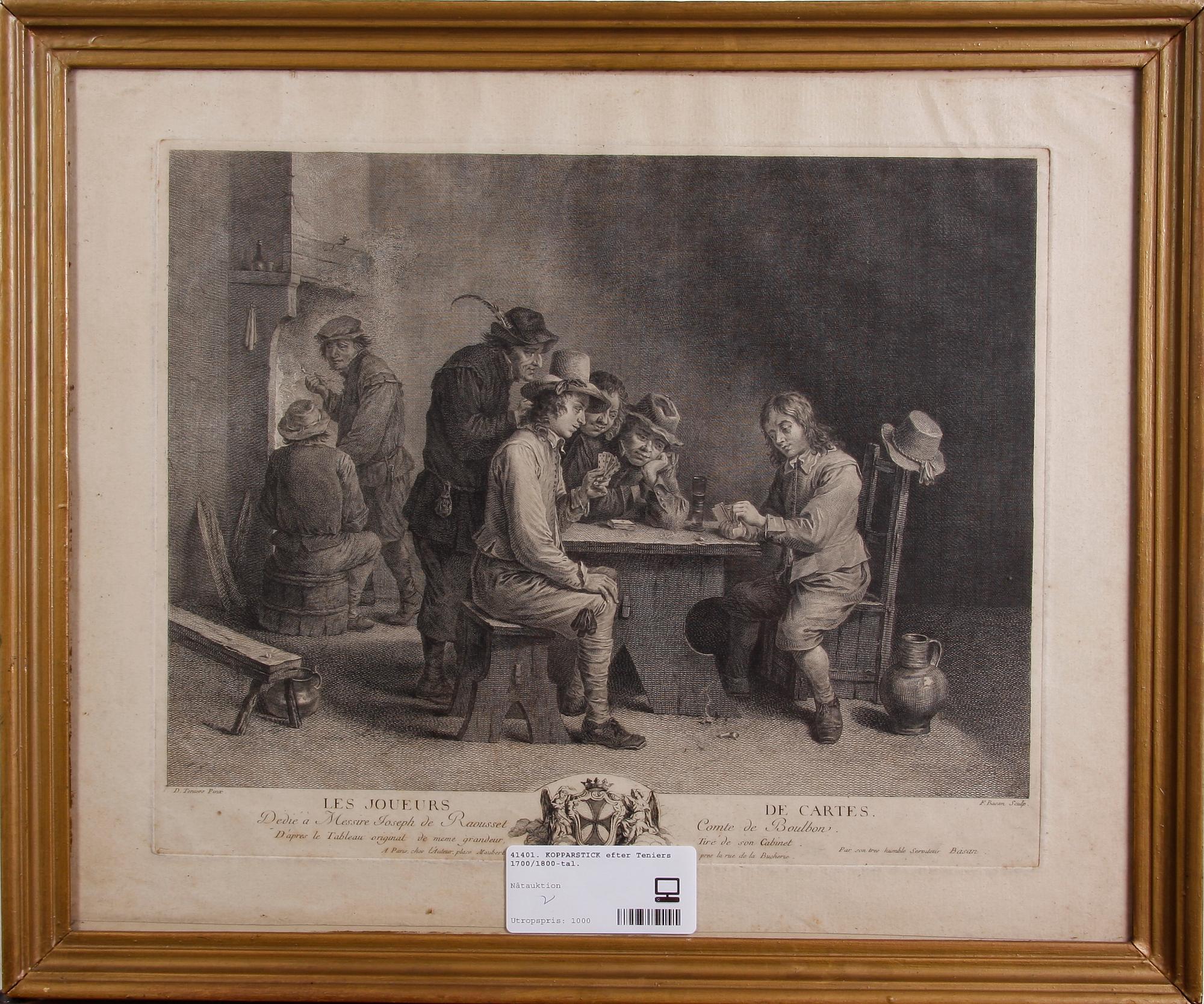 KOPPARSTICK efter Teniers 1700/1800-tal.