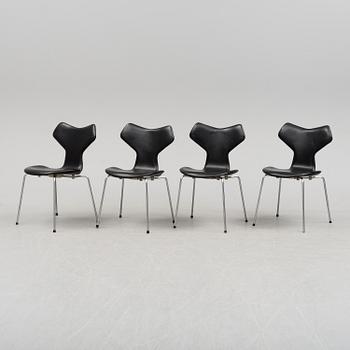 ARNE JACOBSEN, STOLAR, 4 st "Grand Prix" Fritz Hansen, Danmark. 1960-tal.