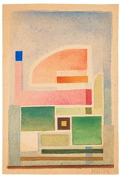 CO Hultén, mixed media on paper, signed and executed 1937.