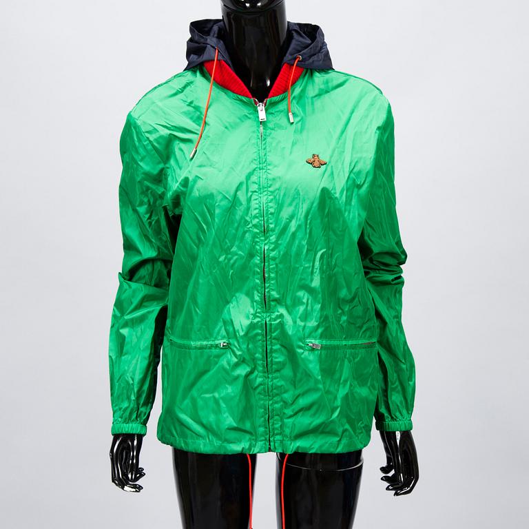 GUCCI Green Nylon and bumblebee  Snake Print Jacket, SIZE 48.