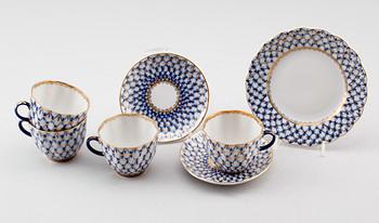 KAFFESERVIS, 22 delar, porslin, Lomonosov, Ryssland, 1900-talets andra hälft.