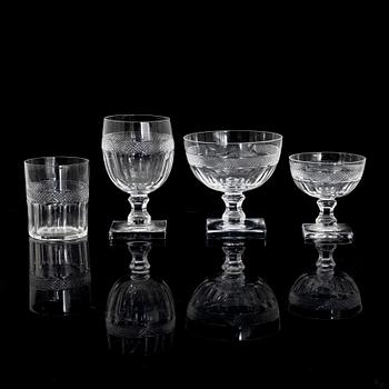 Elis Bergh, possibly, a 45-piece "Sparre" glass service, Kosta, Sweden.