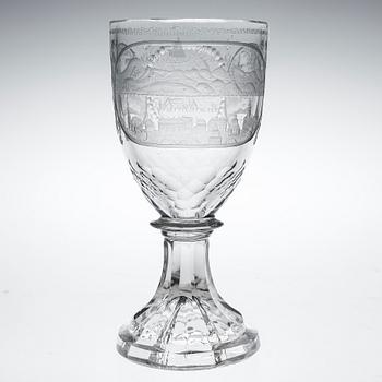 GLAS, s k Brunnsglas. 1800-talets början. Gravyren märkt Graf v. Nostiz 1815.