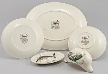 SERVISDELAR, 15 delar, "Fish" Johnson Bros. England. 1900-talets slut.