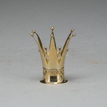 BRUDKRONA, förgyllt silver, K & E Carlson 1947, Göteborg. Ca 40g.