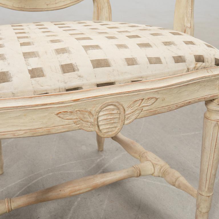 Armchair and stool, Gustavian style, modern production.