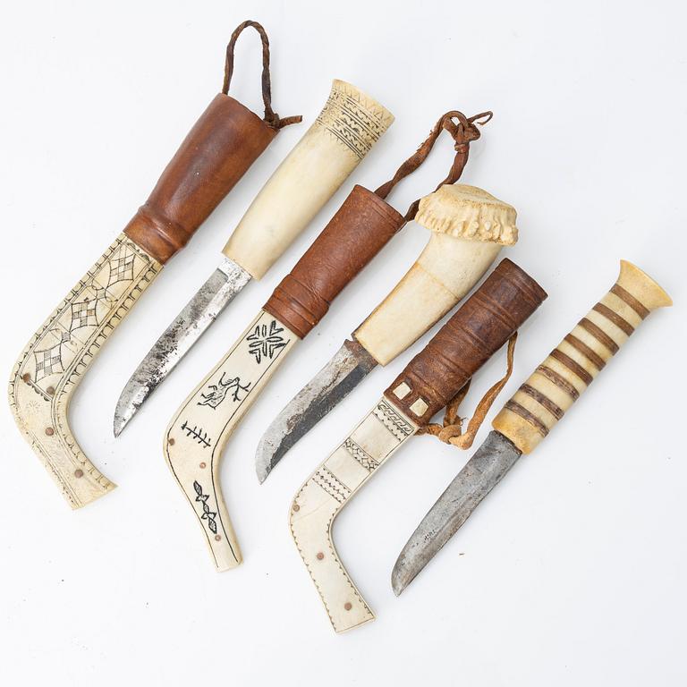 Nine half-horn knives, unidentified craftsman.