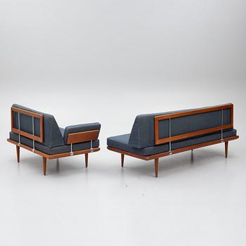 Peter Hvidt & Orla Mølgaard Nielsen, a corner sofa with table, three pieces, 'Minerva', France & Daverkosen, Denmark, 1950s/1960s.