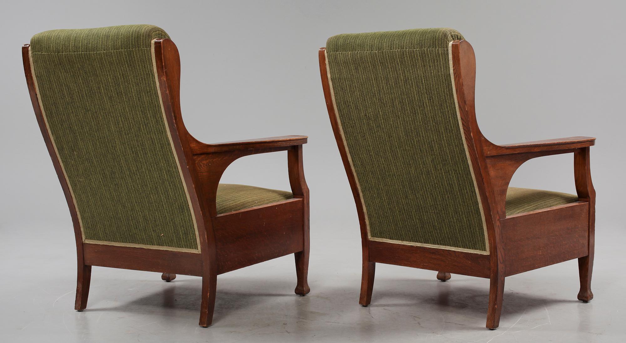 FÅTÖLJER, ett par, jugend, 1900-talets första hälft.