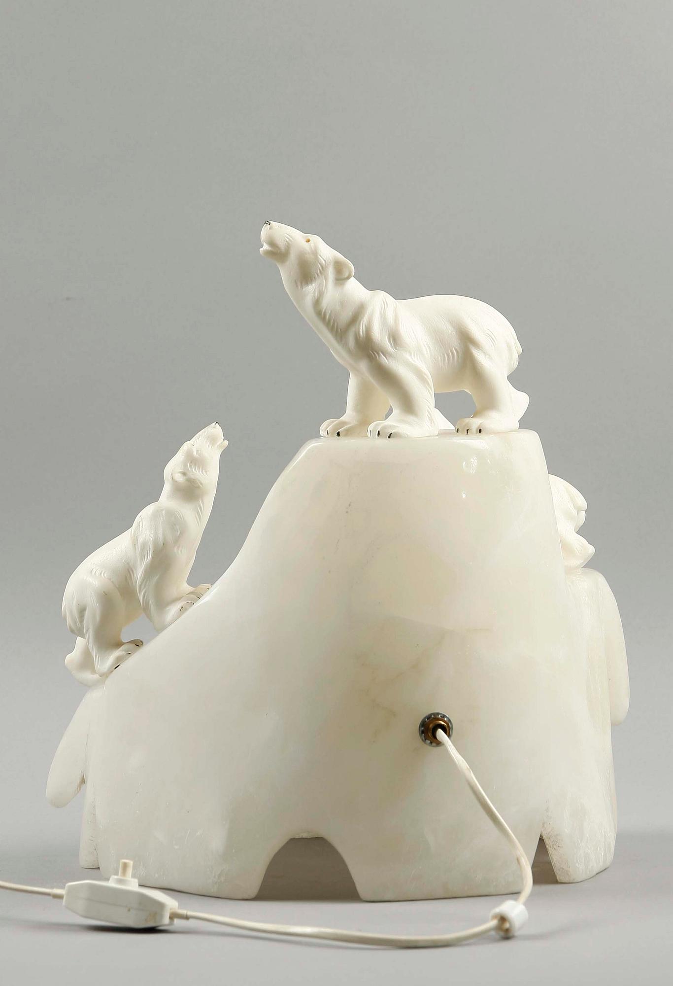 SKULPTUR med inbyggd belysning, alabaster, 1900-talets början.