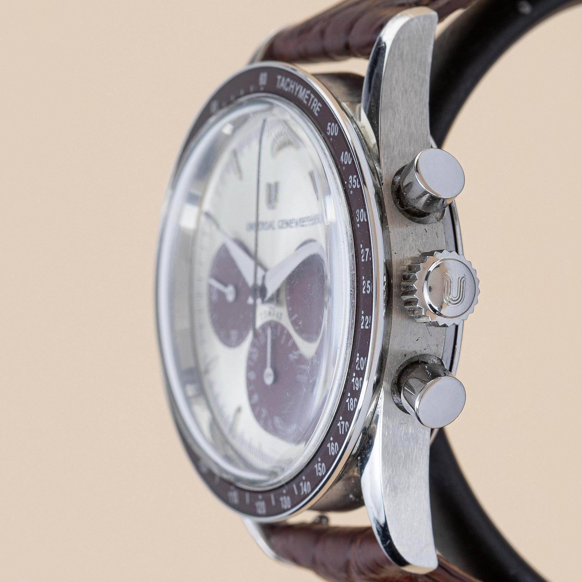 Universal Geneve, Compax 1950, "Baby Nina", "Burgundy", ca 1990.