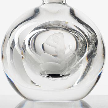 Three glass flacons, including one Vicke Lindstrand, Orrefors.