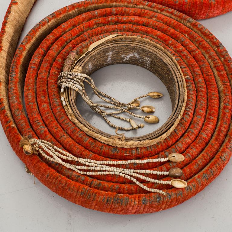 A "TEVAU", FEATHER CURRENCY ROLL, SANTA CRUZ, SOLOMON ISLANDS.