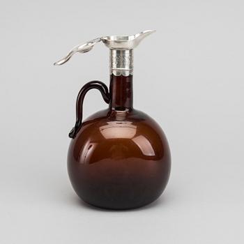 ENGLISH SILVERMOUNTED GLAS WINE DECANTER, Birmingham 1880's.