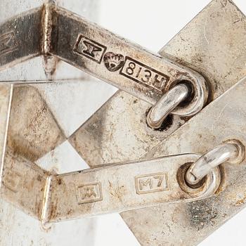 Elis Kauppi, cufflinks, 4 pairs, silver, tiger's eye, onyx, Kupittaan Kulta, Turku 1960s.