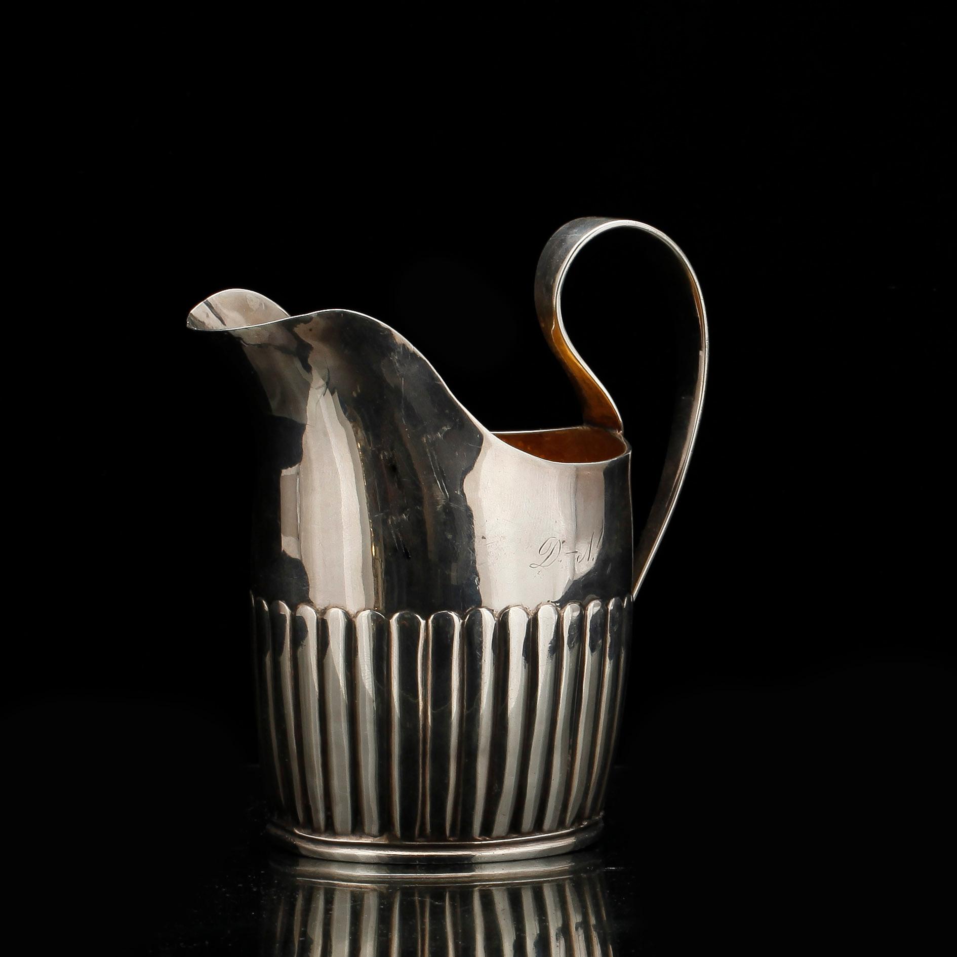 GRÄDDKANNA, silver, Gustaf Folcker, Stockholm, 1828. Vikt ca 130 gram.