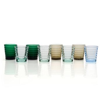 Aino Aalto, a set of eight 1930's '4056' drinking glasses. Karhula Glassworks, Finland.