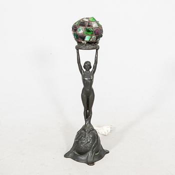 A Gerda Sprinchorn, table lamp, "Solen", Herman Bergmans Gjuteri, Stockholm, Art Nouveau bronze.