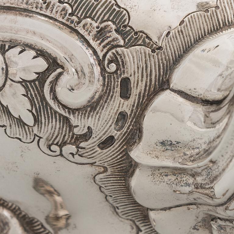 Kaffe- och teservis, 4 delar, silver, rokoko, Portugal, 1780-tal, olika silversmeder.