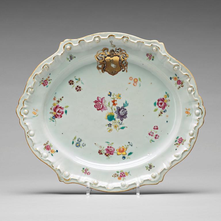 A famille rose armorial tureen stand, Qing dynasty, Qianlong (1736-95).