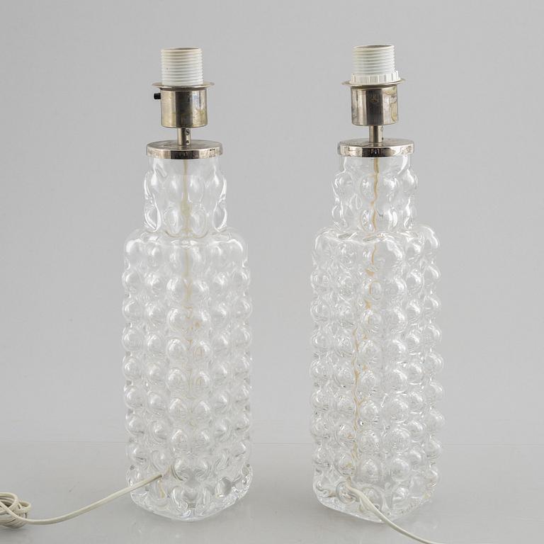 Carl Fagerlund, a pair model "2115" of table lamps, Orrefors, second half of the 20th century.